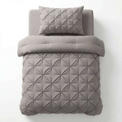 Lazy Dekbed Pintuck Taupe/Grijs