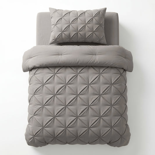 Lazy Dekbed Pintuck Taupe/Grijs
