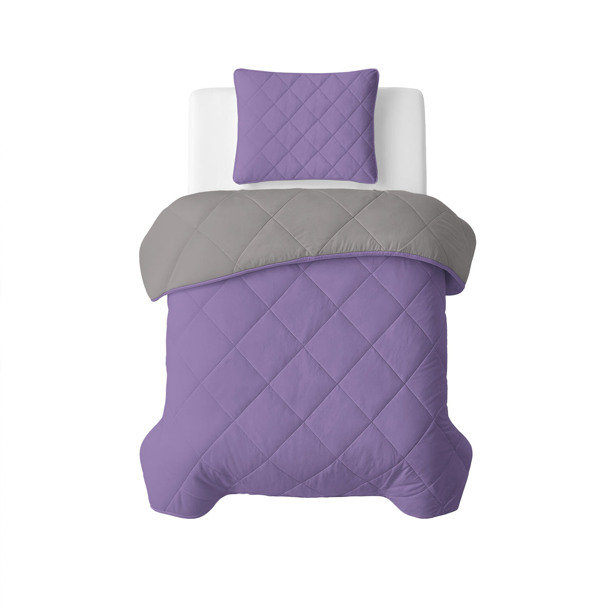 Sleeptime Lazy Dekbed Uni Lavendel - Taupe/Grijs Met Kussenslopen – afbeelding 1