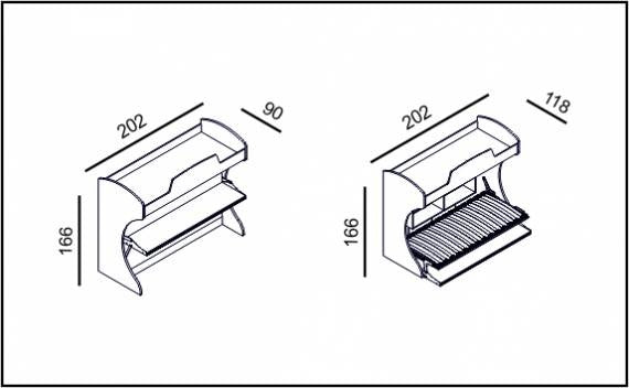 Opklapbed stapelbed, maat 90 x 190 met bureau
