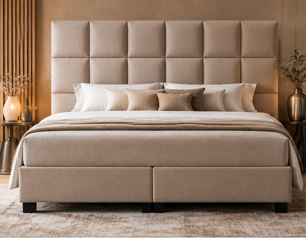 Alvano Bedding Napoli boxspring taupe sfeerfoto