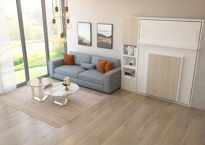 Opklapbed met tafel, maat 140 x 190, verticaal, kleur wit