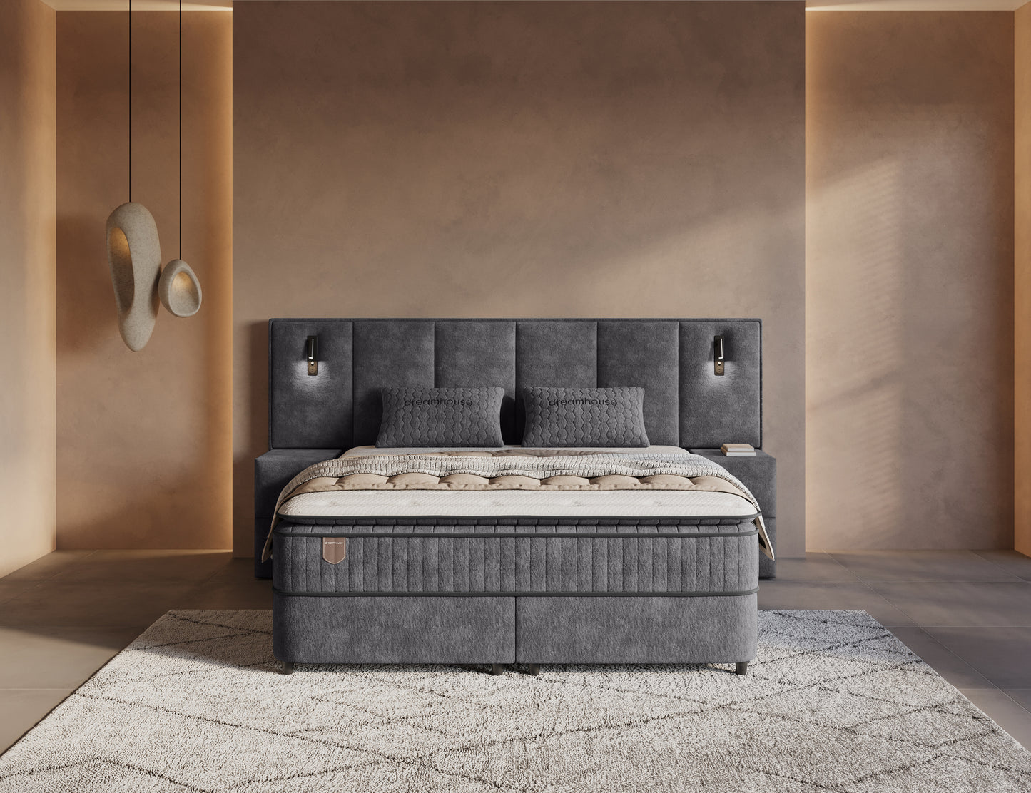 Opbergboxspring Cresta XL Antraciet incl. 2 nachtkastjes