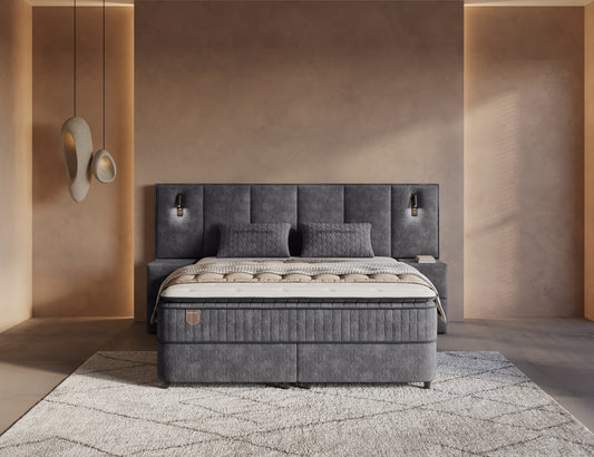 Opbergboxspring Cresta XL Antraciet incl. 2 nachtkastjes