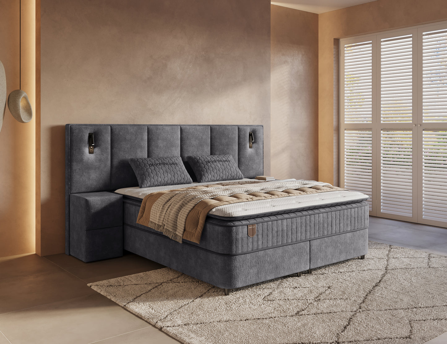 Opbergboxspring Cresta XL Antraciet incl. 2 nachtkastjes