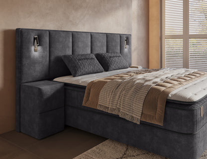 Opbergboxspring Cresta XL Antraciet incl. 2 nachtkastjes