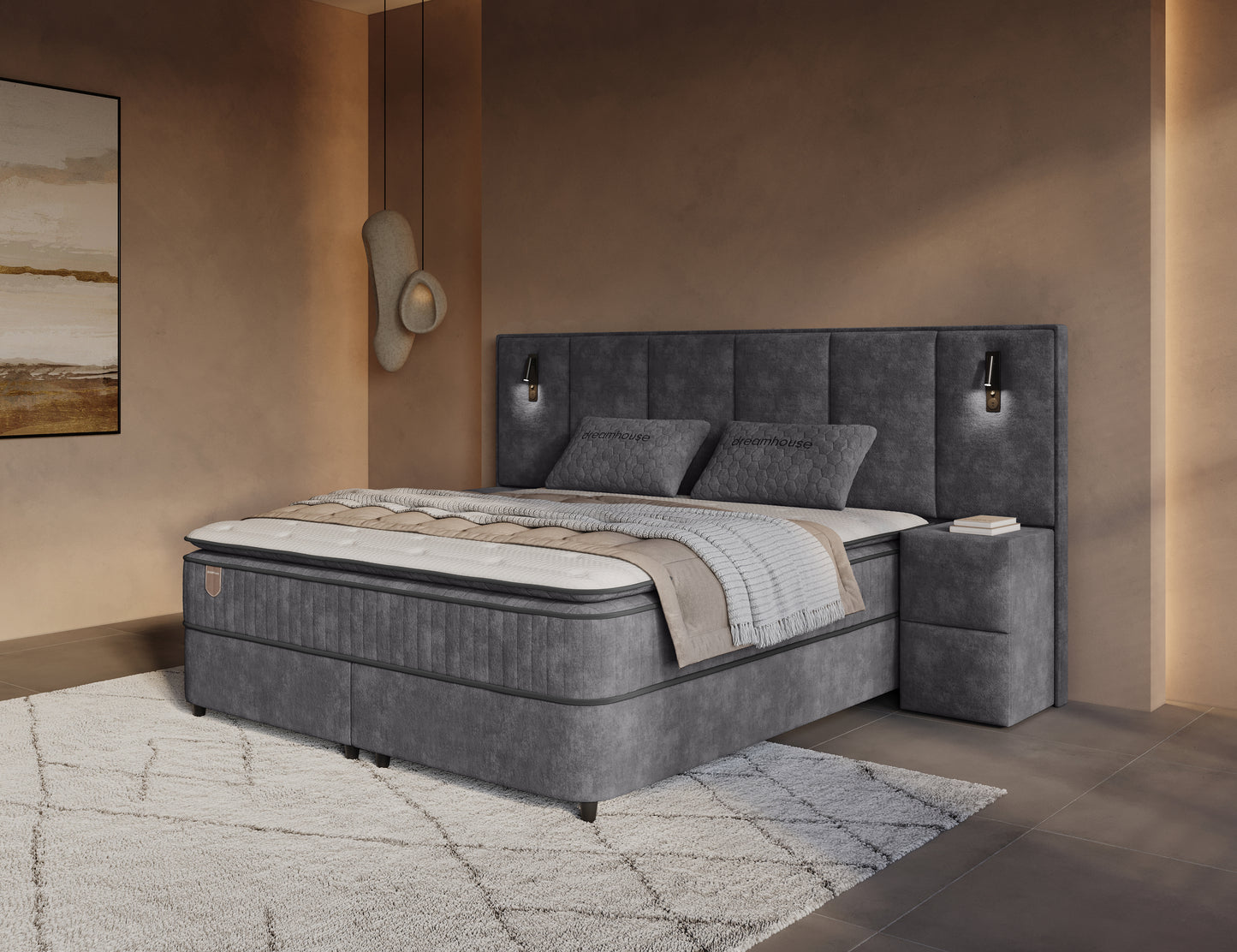 Opbergboxspring Cresta XL Antraciet incl. 2 nachtkastjes