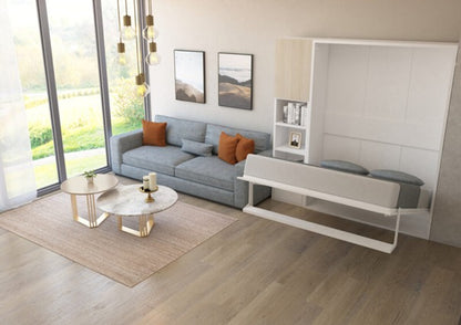 Opklapbed met tafel, maat 140 x 190, verticaal, kleur wit