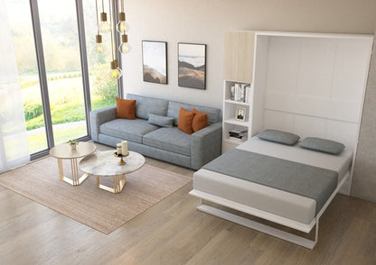 Opklapbed met tafel, maat 140 x 190, verticaal, kleur wit