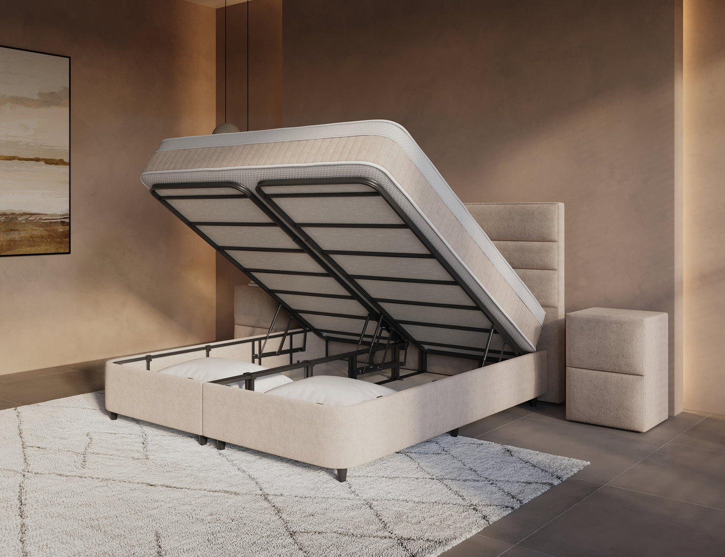 Opbergboxspring Horizon Sand/Beige