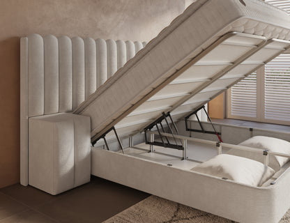 Opbergboxspring Imperial XL Beige incl. 2 nachtkastjes