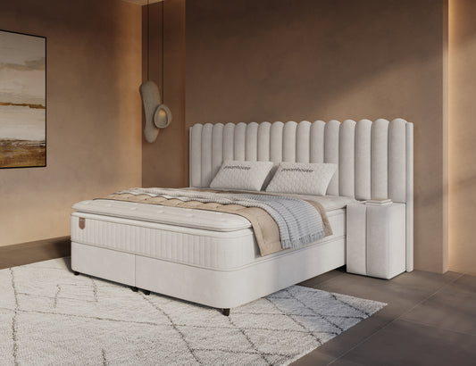 Opbergboxspring Imperial XL Beige incl. 2 nachtkastjes