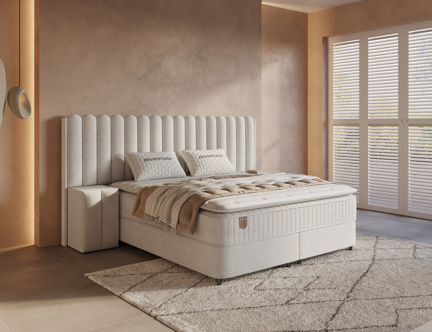 Opbergboxspring Imperial XL Beige incl. 2 nachtkastjes