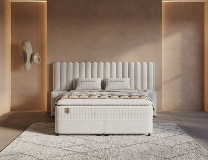 Opbergboxspring Imperial XL Beige incl. 2 nachtkastjes