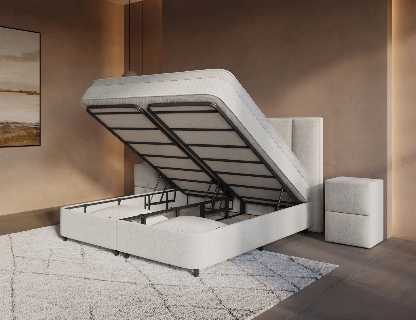 Opbergboxspring Linea Beige