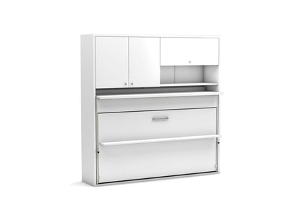 Opklapbed maat 90 x 190, horizontaal, met bureau en bovenkasten