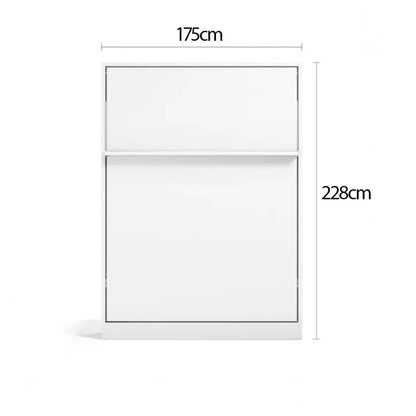 Bedkast maat 160 x 200, verticaal, kleur wit en taupe