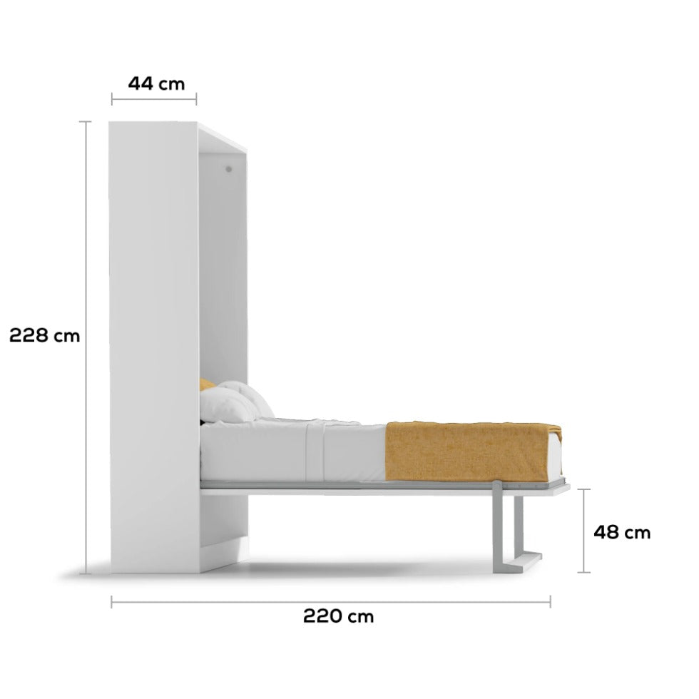 Bedkast maat 150 x 200, verticaal, kleur wit, antraciet en taupe
