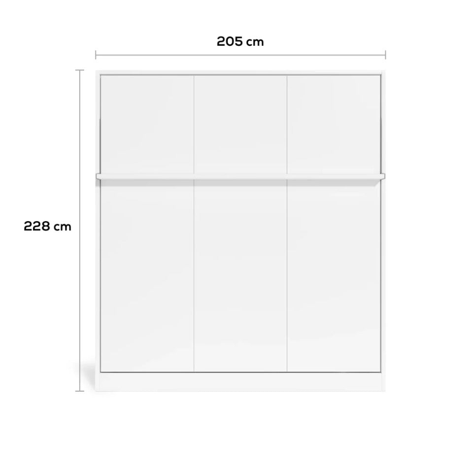 Bedkast maat 190 x 200, verticaal, kleur wit en taupe