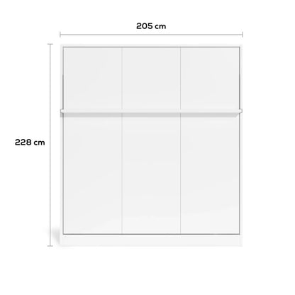 Bedkast maat 190 x 200, verticaal, kleur wit en taupe