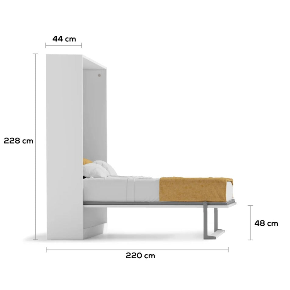 Bedkast maat 190 x 200, verticaal, kleur wit en taupe
