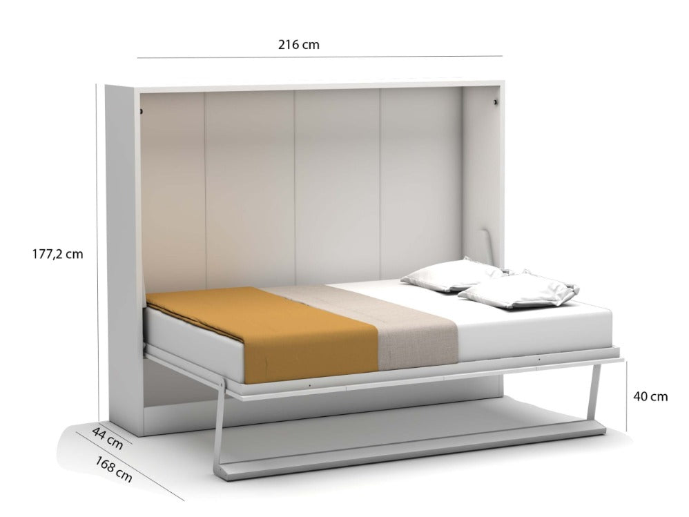 Bedkast maat 150 x 200, horizontaal, kleur wit en taupe