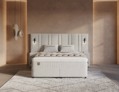 Opbergboxspring Royal XL Beige incl. 2 nachtkastjes