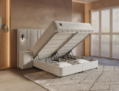 Opbergboxspring Royal XL Beige incl. 2 nachtkastjes