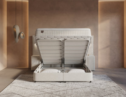 Opbergboxspring Royal XL Beige incl. 2 nachtkastjes
