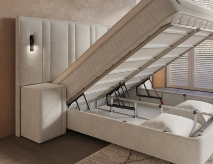 Opbergboxspring Royal XL Beige incl. 2 nachtkastjes