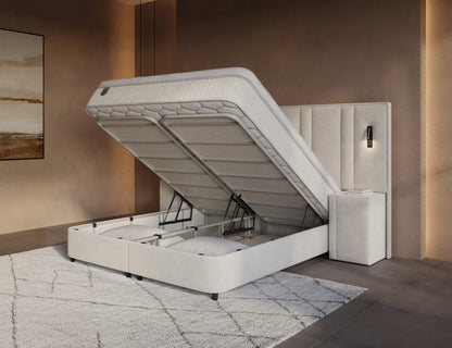 Opbergboxspring Royal XL Beige incl. 2 nachtkastjes
