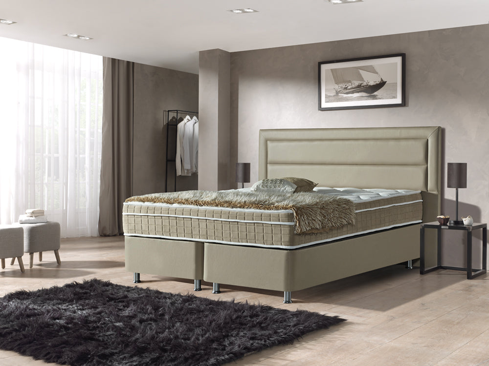 Boxspring met Opbergruimte Saint Tropez Kunstleer Taupe