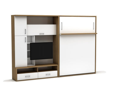 Bedkast maat 140 x 190, verticaal, met tv kast