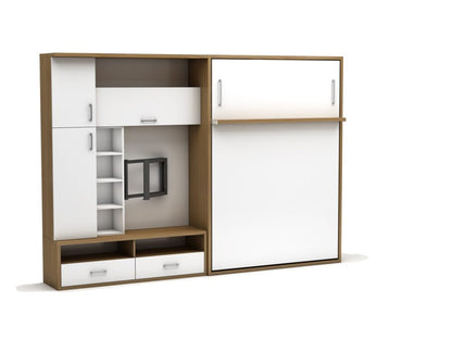 Bedkast maat 140 x 190, verticaal, met tv kast