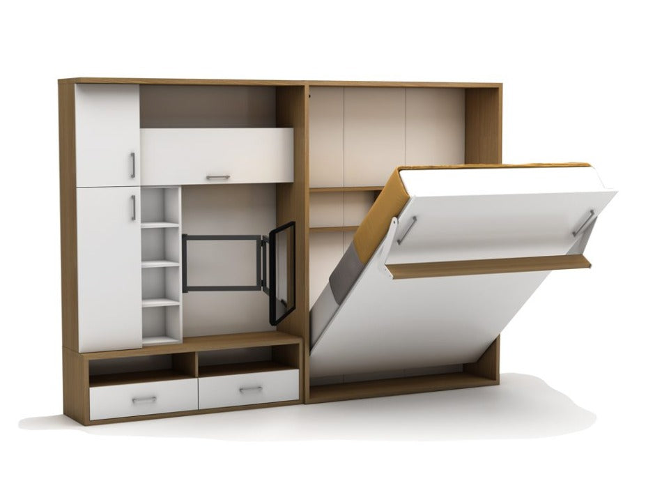 Bedkast maat 140 x 190, verticaal, met tv kast