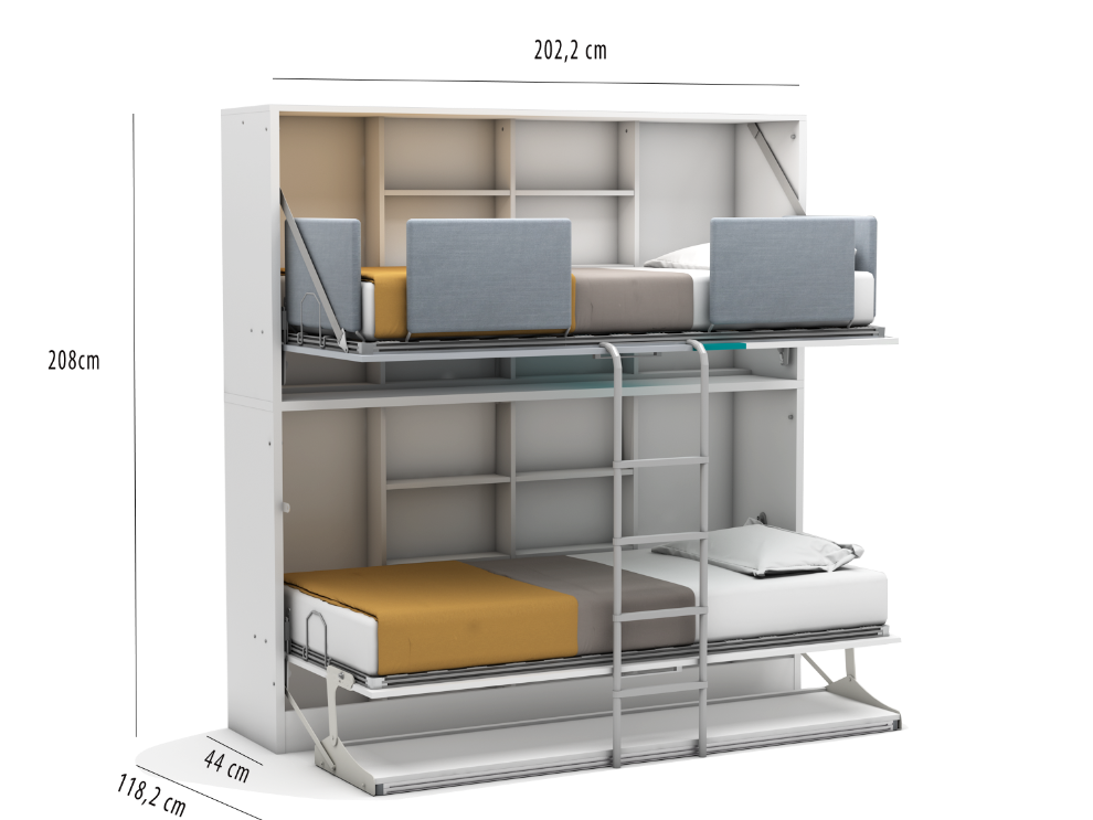 Bedkast- stapelbed met bureau