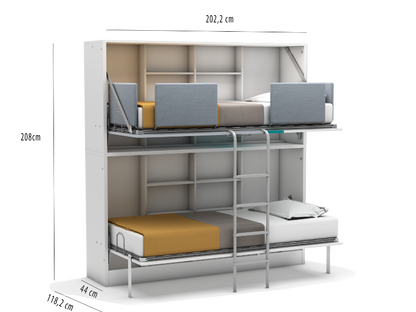 Bedkast- stapelbed maat 90 x 190
