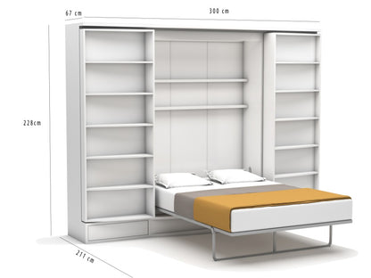 Bedkast maat 140 x 200, verticaal, met kasten