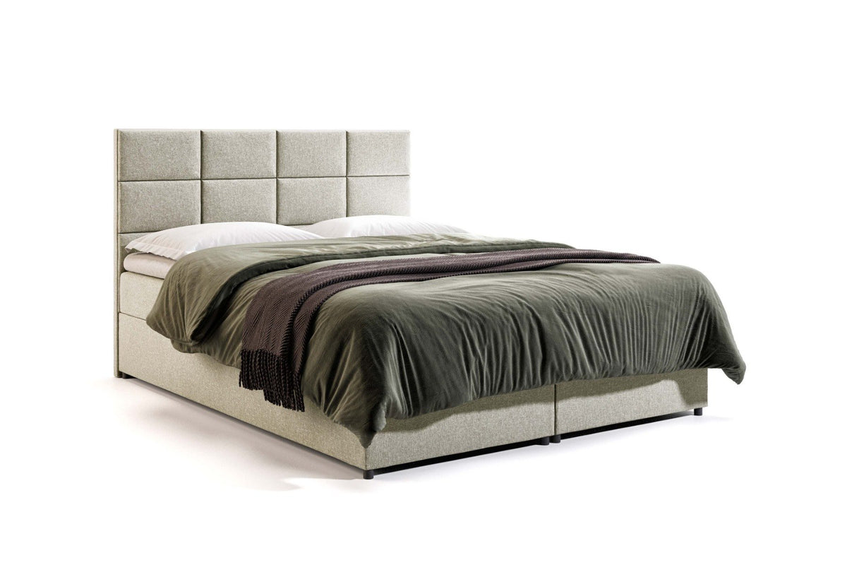 Alvano boxspring Bologna met hoofdbord van vierkante vlakken