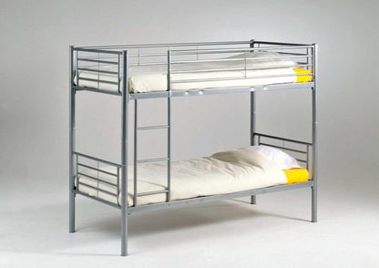 Metalen stapelbed maat 90 x 200 zilvergrijs gecertificeerd