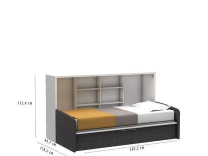 Bedkast maat 90 x 190, horizontaal, kleur wit