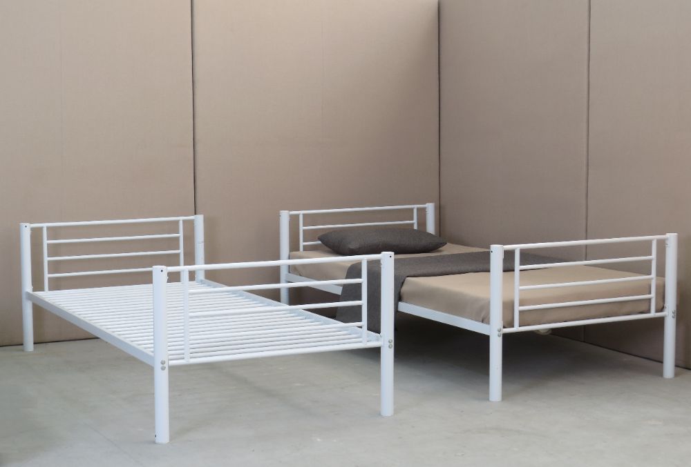 Metalen stapelbed maat 90 x 200 deelbaar kleur wit
