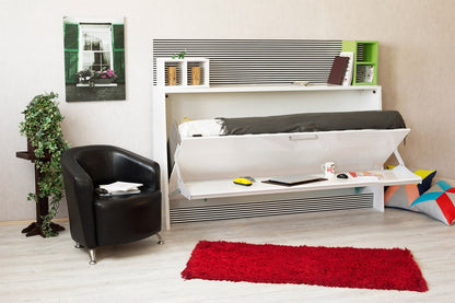 Opklapbed maat 90 x 190, horizontaal, kleur wit