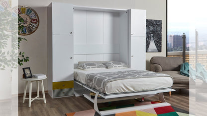 Opklapbed maat 140 x 190, verticaal, kleur wit