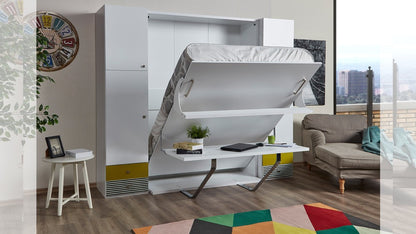 Opklapbed maat 140 x 190, verticaal, kleur wit