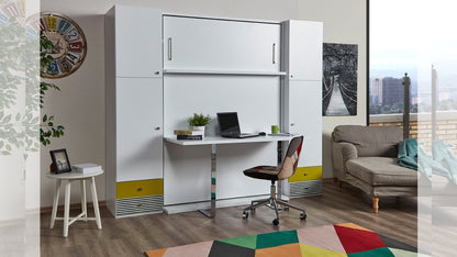 Opklapbed maat 140 x 190, verticaal, kleur wit