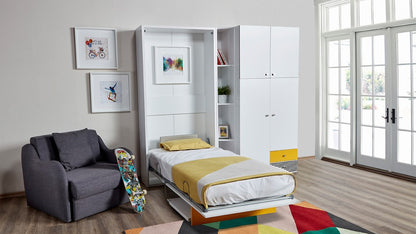 Opklapbed maat 140 x 190, verticaal, kleur wit