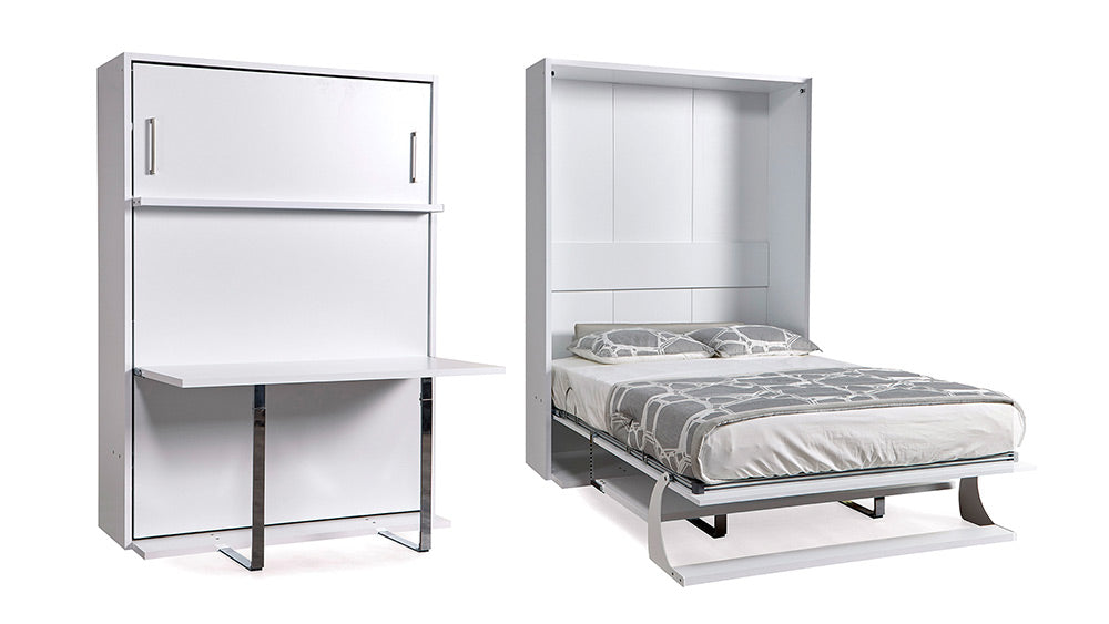 Opklapbed maat 140 x 190, verticaal, kleur wit