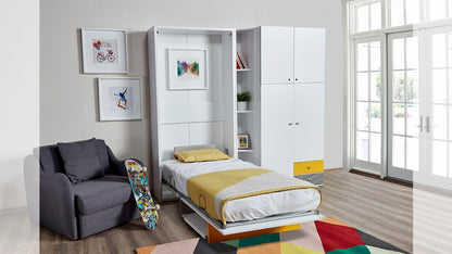 Opklapbed maat 90 x 190, verticaal, kleur wit