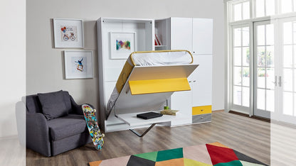 Opklapbed maat 90 x 190, verticaal, kleur wit
